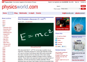 Did Einstein discover E = mc2? - Physics World